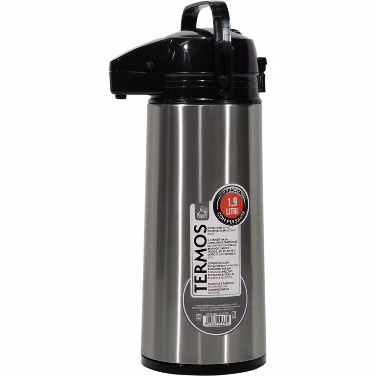 Termos GUSTO CASA in acciaio inox con pulsante, colore argento, 1,9 l