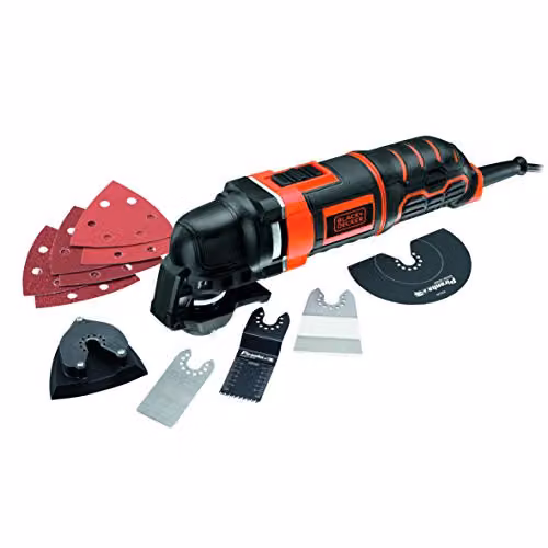 BLACK+DECKER m300AT-QS Utensile Multifunzione, 300 W, con Accessori in Scatola Metallica