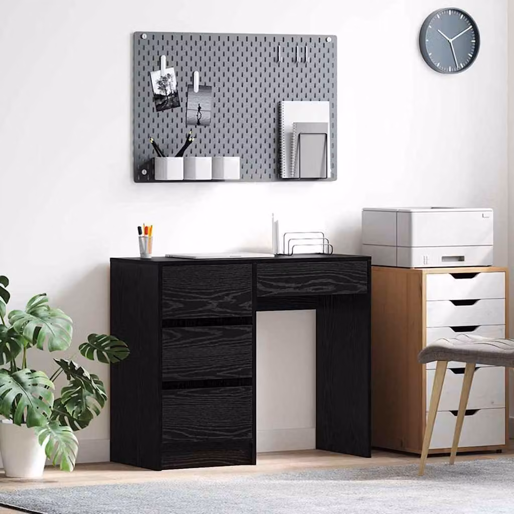 Maison Exclusive - Scrivania, finitura effetto legno nero rovere, realizzata in materiale composito