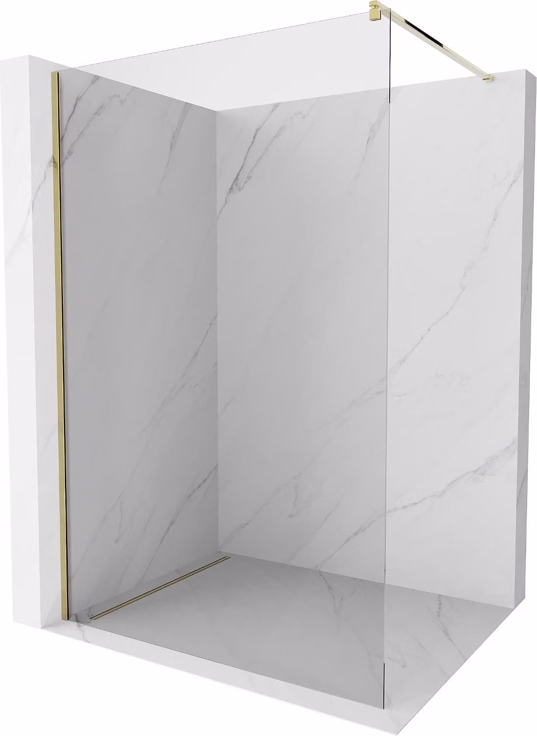 Mexen Kioto parete doccia Walk-in 125 x 200 cm, trasparente 8 mm, oro - 800-125-101-50-00