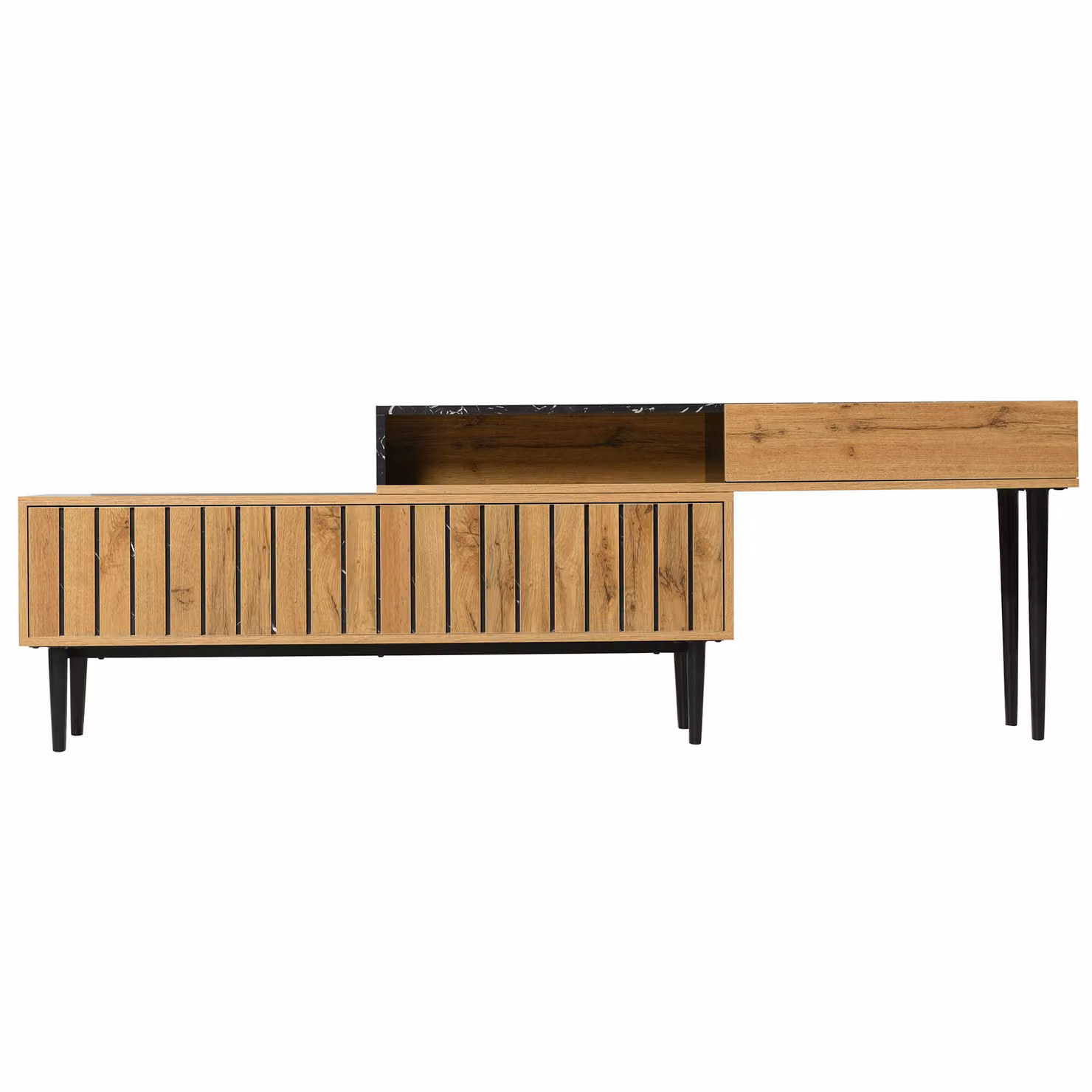 Mobile TV Moderno Aosom con Design in Marmo e Venatura del Legno, Colore Marrone – 2