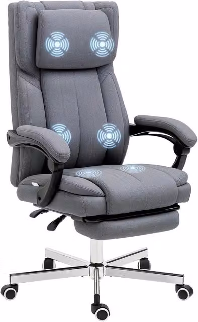 Sedia da ufficio con massaggio e poggiapiedi estraibile ¨C Xylo ¨C tessuto grigio 65x61x118 cm