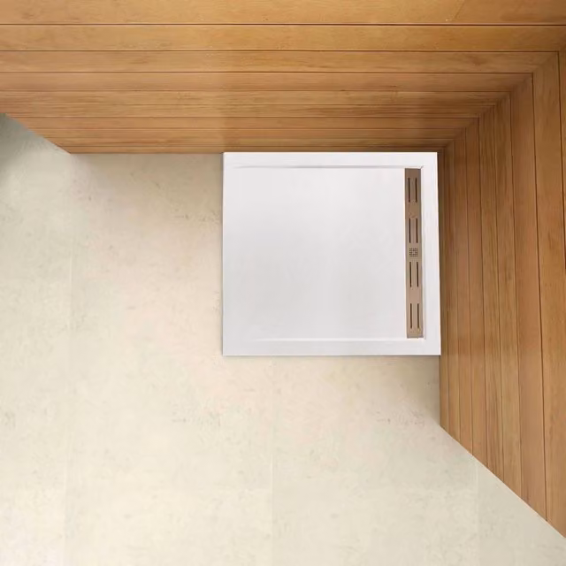 Piatto Doccia Quadrato Aica Italy in Pietra Vulcanica e Resina Mista Bianco con Finitura Ruvida, Antiscivolo e Antibatterico, L/P/H: 80 x 80 x 3 cm
