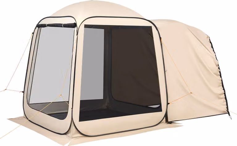 SucceBuy tenda da campeggio 182,88x182,88 cm, tenda pop-up per portellone SUV, tenda portatile per 4-6 persone con borsa per il trasporto, pareti laterali in rete, ideale per campeggio, giardino e attività all'aperto, beige