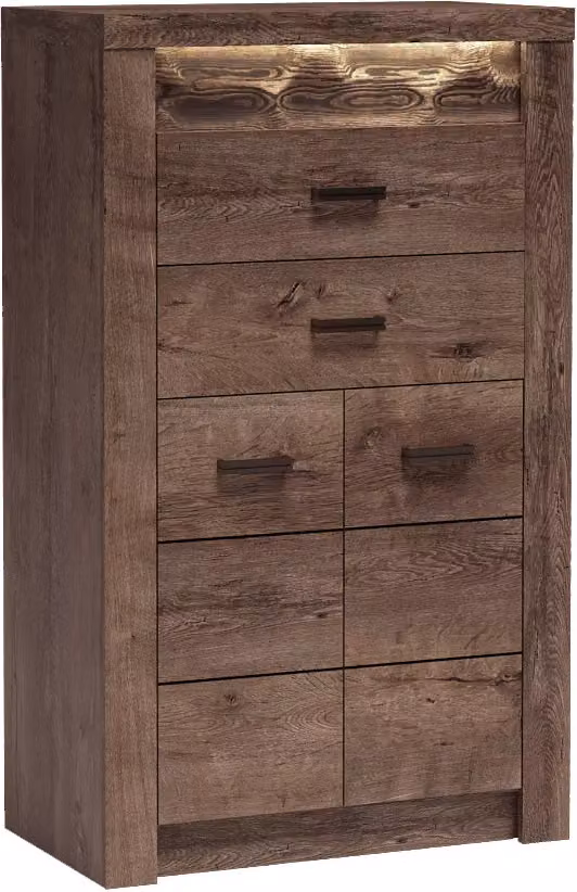 Cassettiera stretta con ante BESS - rovere kraft bianco