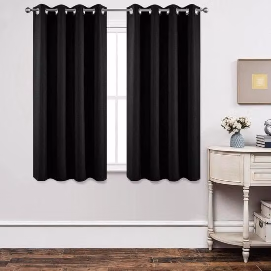 Set di tende oscuranti con anelli da 2 tende termoisolanti protezione dal calore per camera da letto e soggiorno 2 x H 137 x 117 cm nero