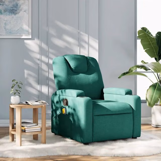 Poltrona Reclinabile Relax vidaXL in Tessuto Verde con Braccioli e Regolazione Manuale – 1