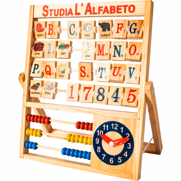 Abaco in legno multicolore TU GIOCHI per imparare la matematica e la logica dai 5 anni in su
