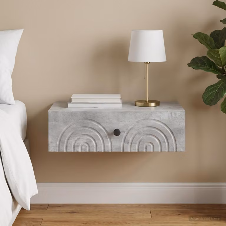 vidaXL Tavolino da Parete Laterale Moderno Grigio L: 59 cm, P: 34,5 cm, H: 17 cm