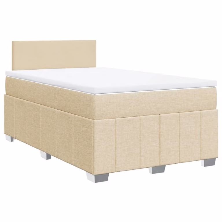 Letto a molle con materasso crema 120x190 cm in tessuto