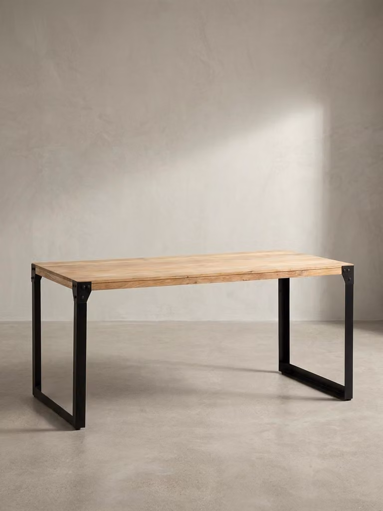 Tavolo da pranzo 180x90x76 cm in legno massello di acacia Tavolo da pranzo industriale in metallo, tavolo da cucina con gambe in metallo, tavolo in legno grande, tavolo da pranzo rettangolare