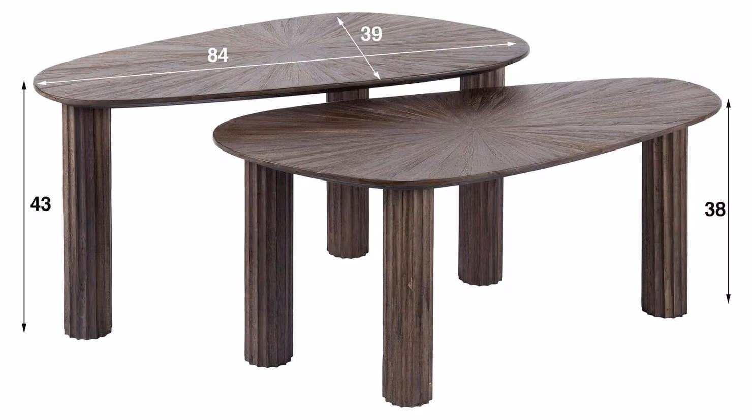 Tavolino FURNLUX Maya in teak 84 cm (2 pezzi) / Colore principale: marrone / Dimensioni: 84 x 43 x 39 cm