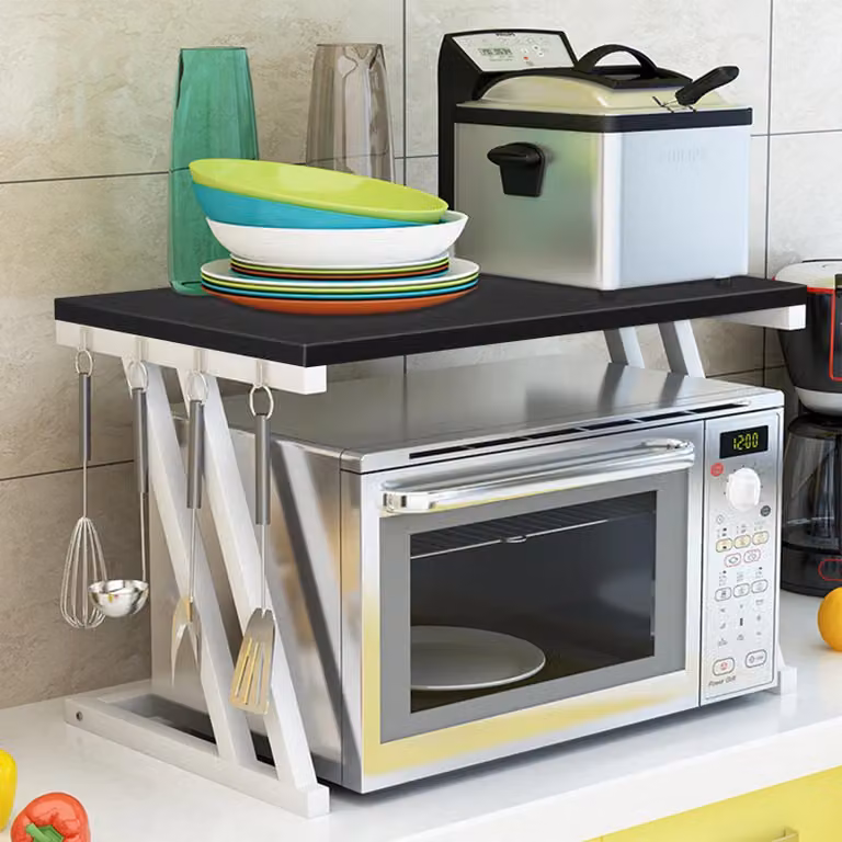 Ripiano per microonde - Scaffale da cucina con vano contenitore - Scaffale autoportante per piano di lavoro - Salvaspazio - 57x38x38 cm - Disponibile in diversi colori