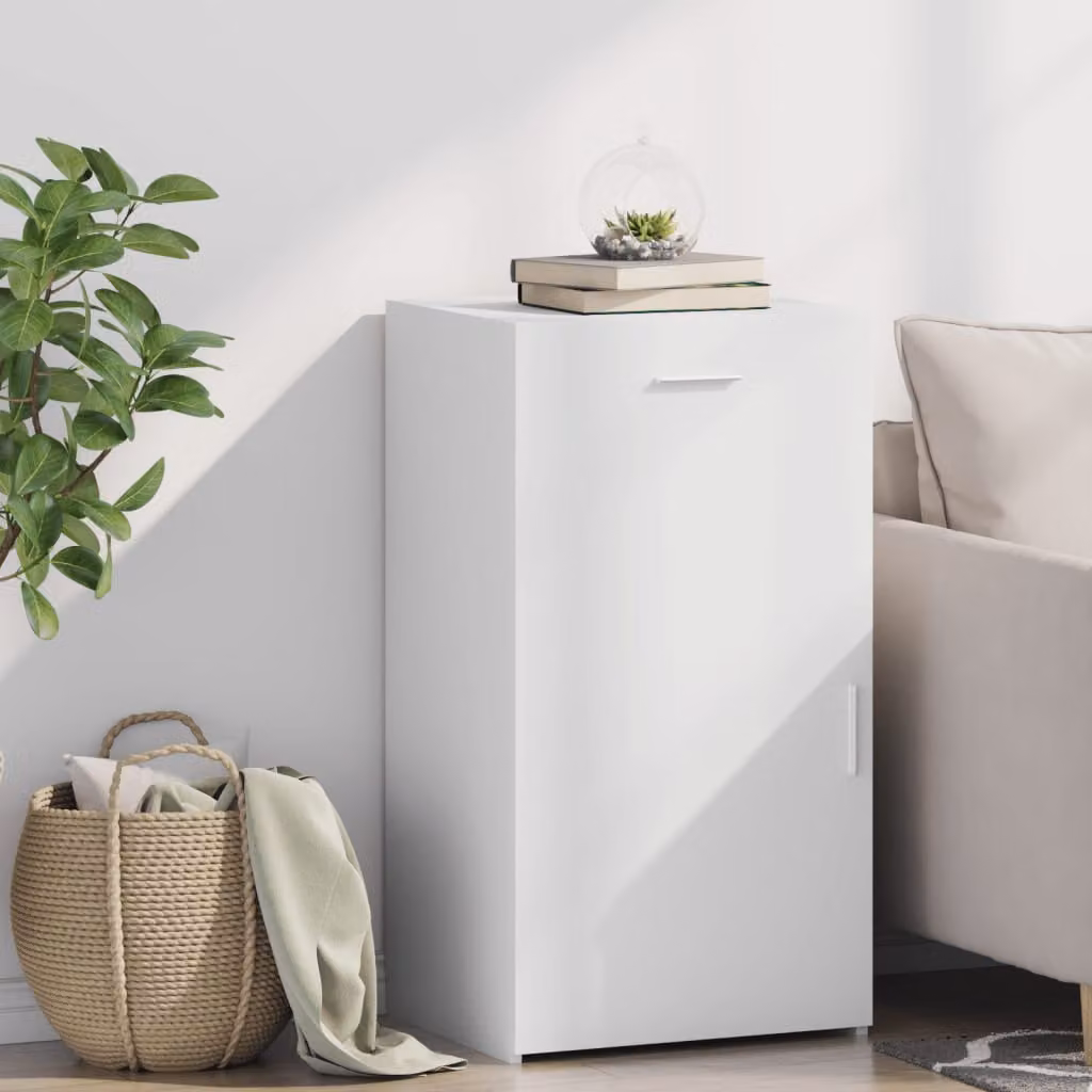 Credenza bianca vidaXL in legno multistrato e MDF, L 50 cm x P 42,5 cm x H 93 cm