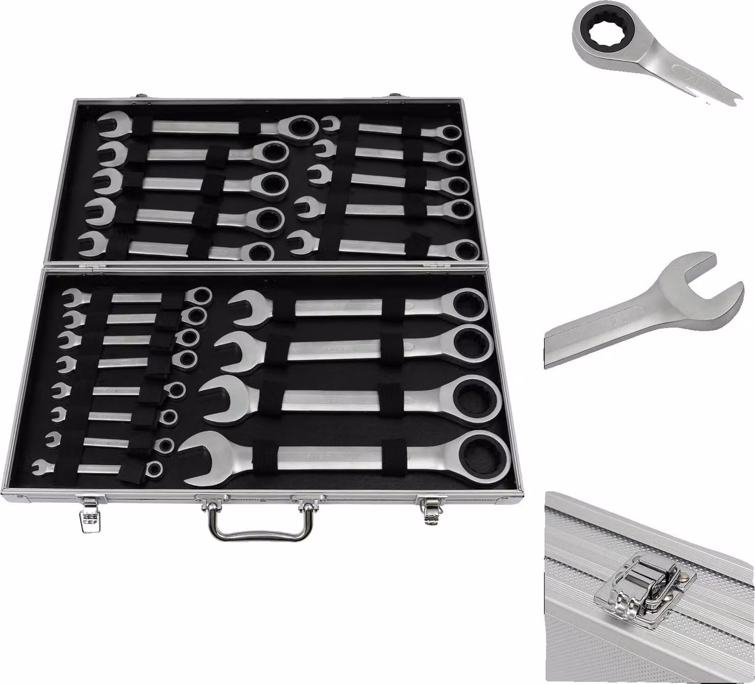 Set di chiavi a cricchetto, 22 pezzi, set di utensili professionali, argento