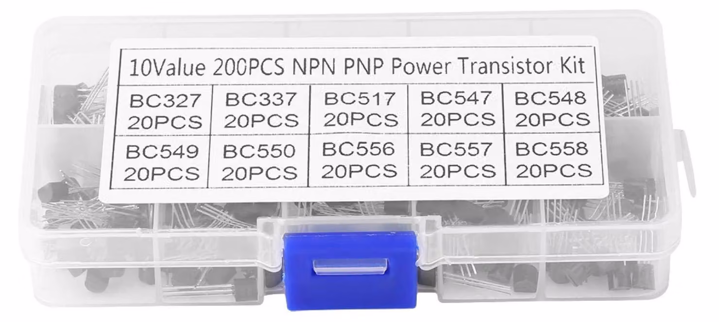 Kit di 200 transistor NPN e PNP, tipo TO-92, con 10 valori diversi