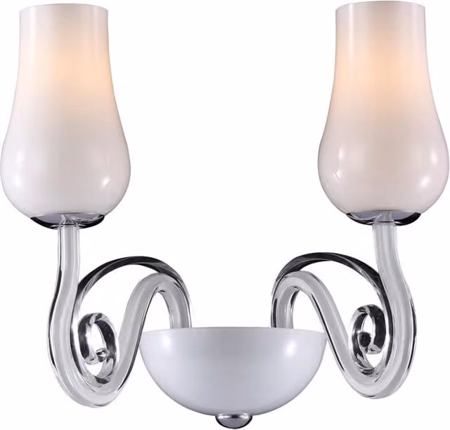 Lampada a sospensione Italux Lybra in metallo cromato e vetro bianco con 2xE14
