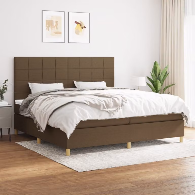 Maison Exclusive - Giroletto a Molle con Materasso Marrone Scuro 200x200cm Tessuto