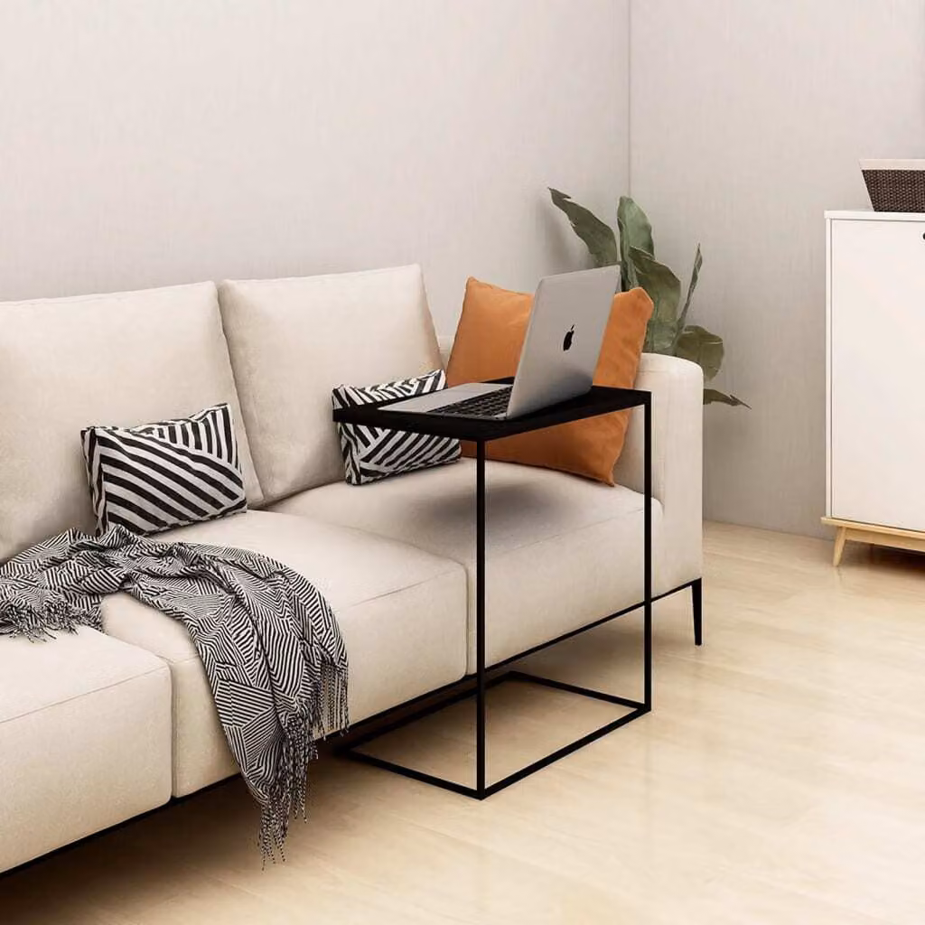 The Living Store tavolino nero 55x35x66 cm in materiale ligneo