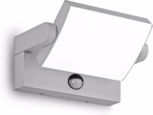Applique da parete Ideal Lux Swipe in alluminio grigio con LED 21W 3000K IP54 per esterno e giardino con sensore di movimento e crepuscolare