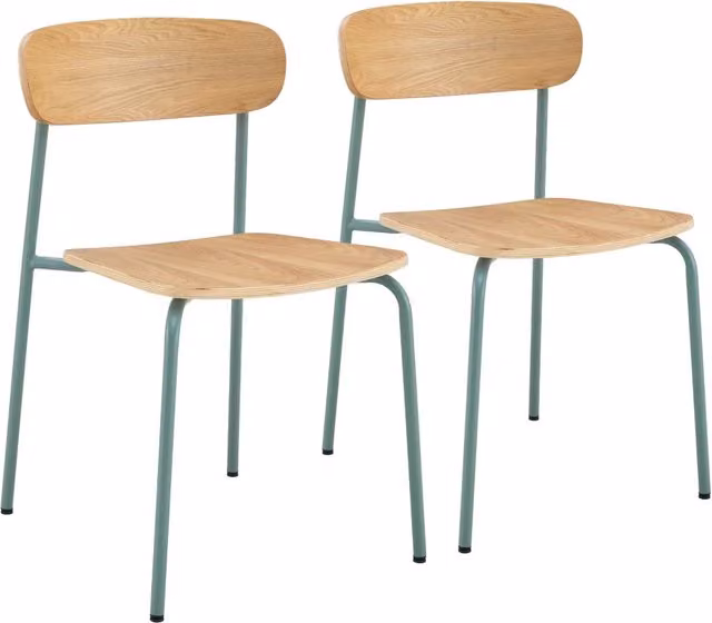 Oviala - Set di 2 sedie in legno azzurro