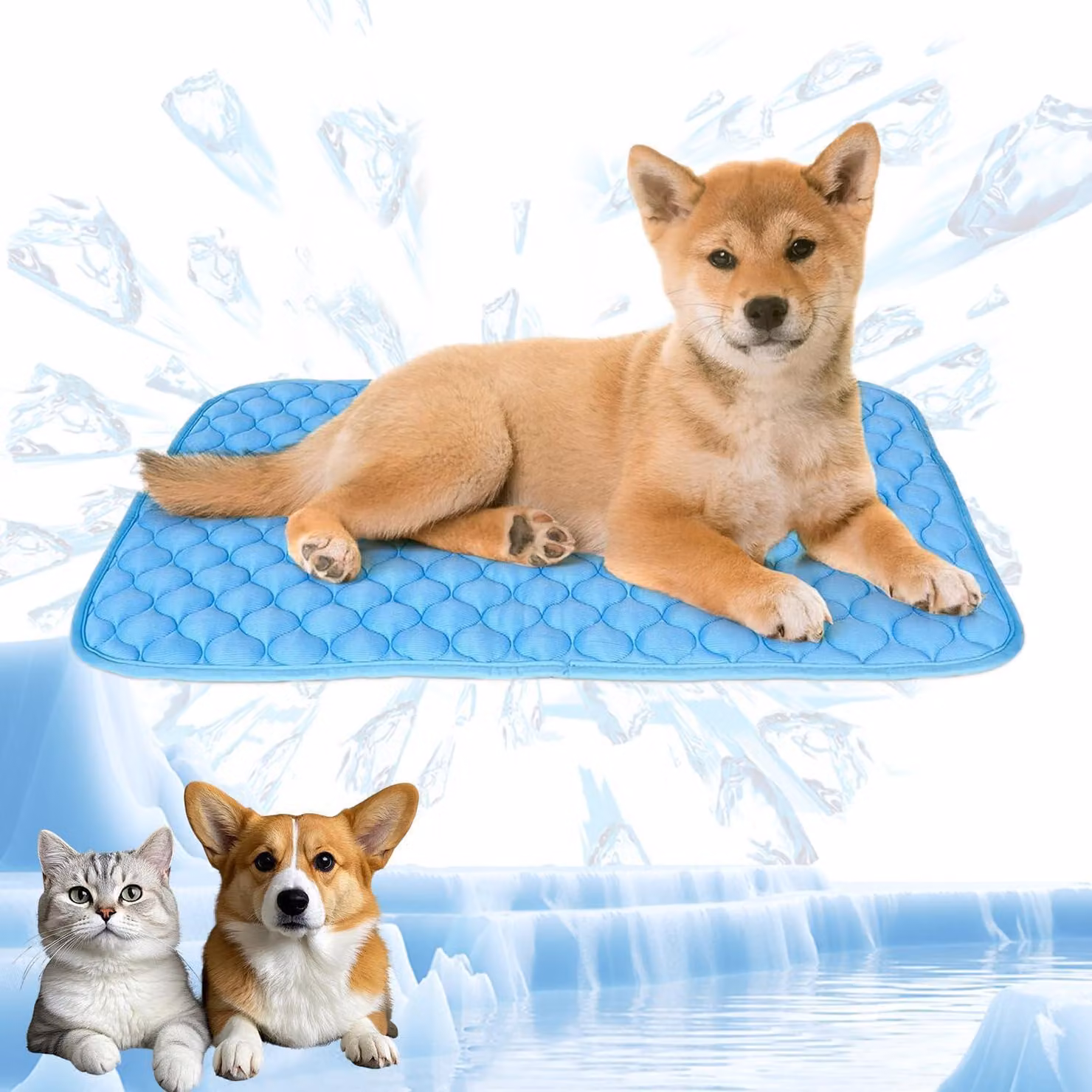 Tappetino refrigerante per animali domestici, ideale per l'estate, cuscino refrigerante blu, taglia L