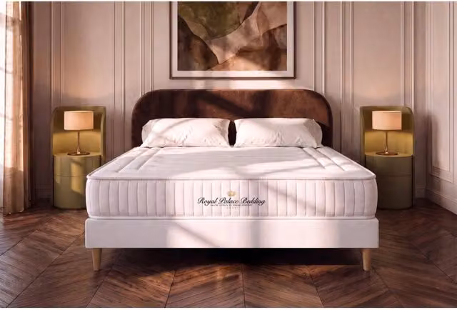 Kit rete e materasso matrimoniale Nottingham Royal Palace Bedding in memory foam bianco, L 200 cm x P 200 cm, Altezza: 20 cm