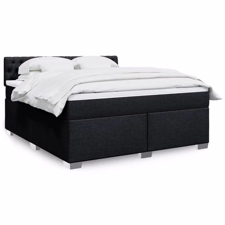 vidaXL Letto Ibrido con Giroletto a Molle e Materasso in Tessuto Nero L/P/H: 180 x 200 x 100,5 cm
