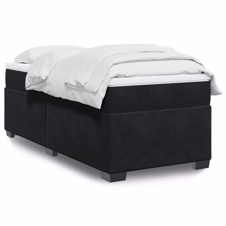 vidaXL Giroletto a Molle con Materasso Ibrido in Velluto Nero L/P: 100 x 200 cm