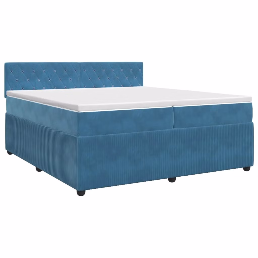 Letto box spring con materasso vidaXL in velluto blu con molle a tasche e schiuma L/P/H: 200 x 200 x 34,5 cm – 2