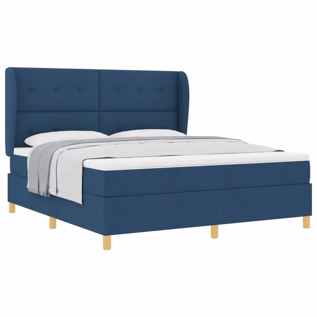 Letto ibrido con molle e schiuma vidaXL con testiera in tessuto blu L: 180 cm, P: 200 cm, H: 203 cm – 2