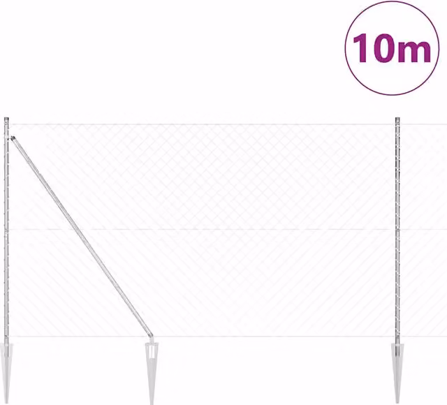 Palo della recinzione | Pannello per recinzione Argento 10 x 1,6 m (rete 60 x 60 mm)