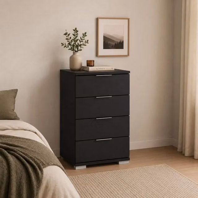 Cassettiera DMORA moderna in MDF nero antracite opaco L 46 cm x P 42 cm x H 79 cm