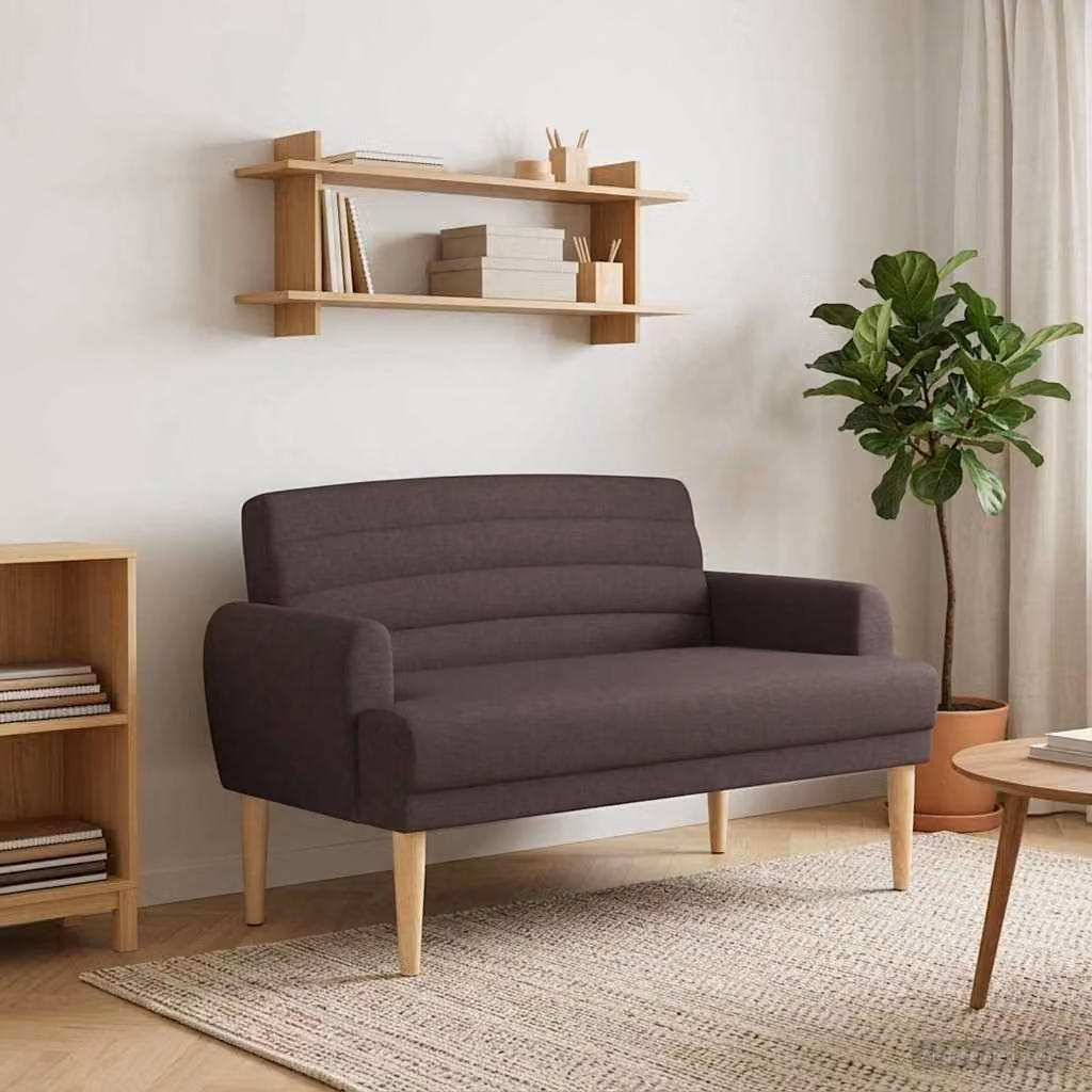 vidaXL Loveseat moderno in tessuto marrone con bottoni imbottiti L: 116 cm, P: 67 cm, H: 80 cm