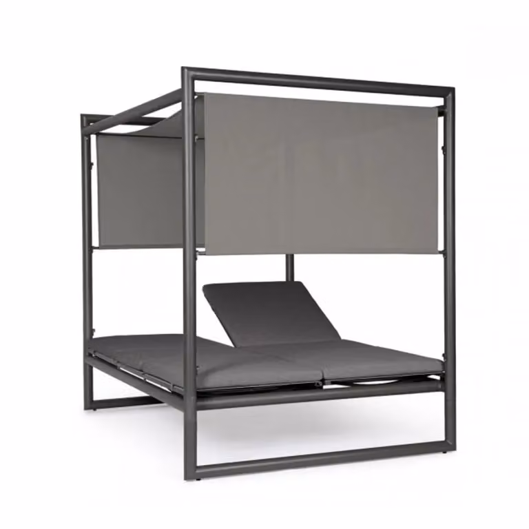 Daybed KONNOR in alluminio antracite con lettini reclinabili grigio scuro