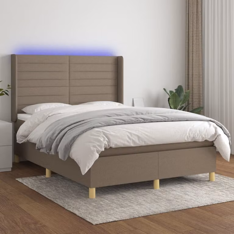 Maison Exclusive - Letto a Molle con Materasso e LED Tortora 140x190 cm in Tessuto