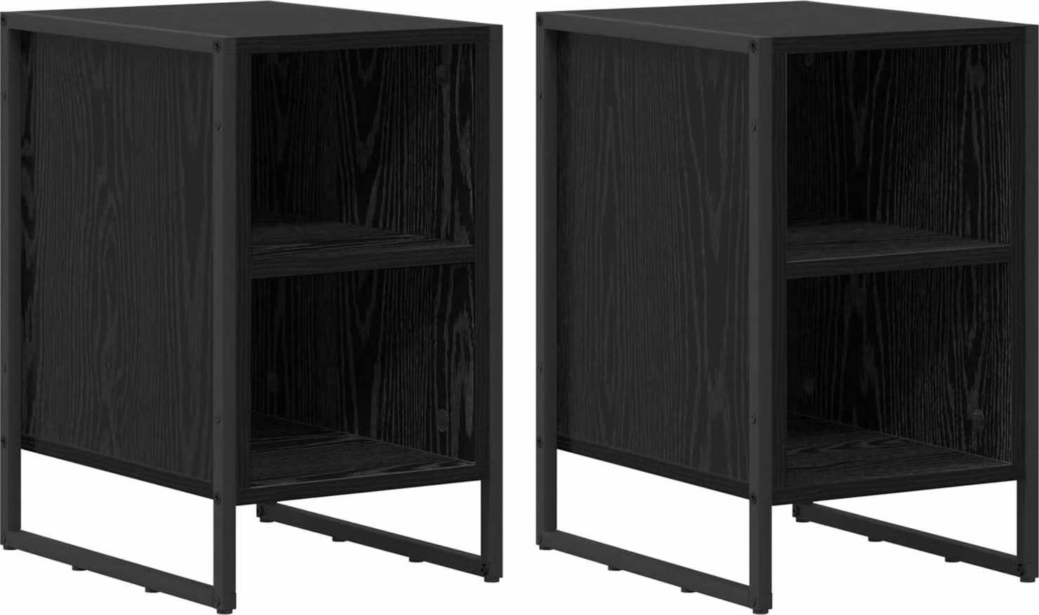 Comodino 2 pcs Rovere Nero 39.5 x 30 x 50 cm Legno multistrato