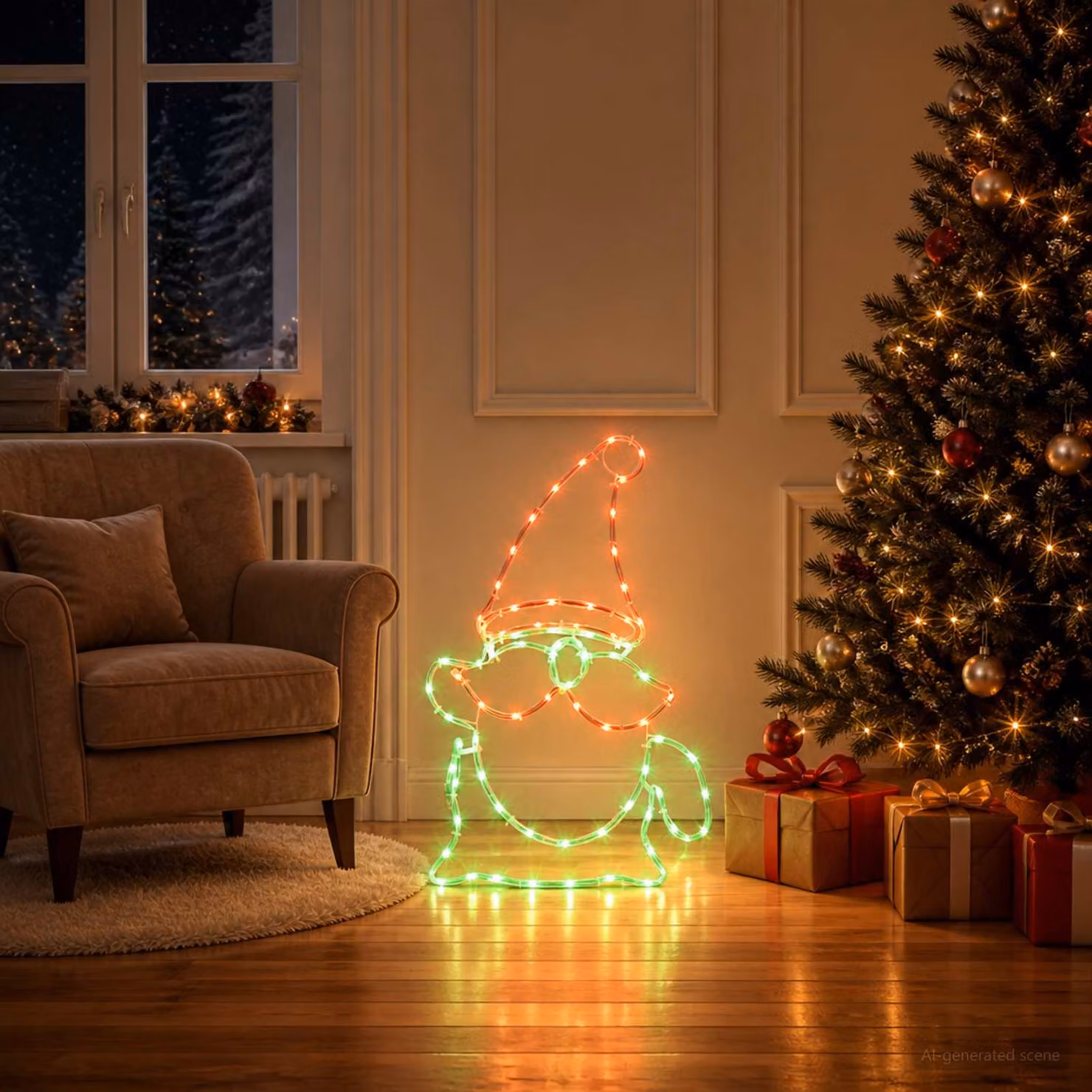 vidaXL Gnomo di Natale a LED LOVIISA 80 LED Multicolore e 38 x 60 cm