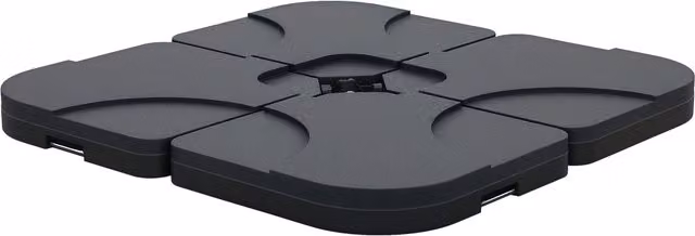 Set di 4 basi per ombrellone Outsunny in plastica nera riempibili con acqua o sabbia, L/P/H: 50 x 50 x 7,5 cm per pezzo, Aosom – 1