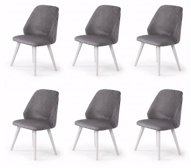 6 sedie, stile moderno, colore grigio, comode, nuove, ideali per la sala da pranzo, confortevoli e imbottite