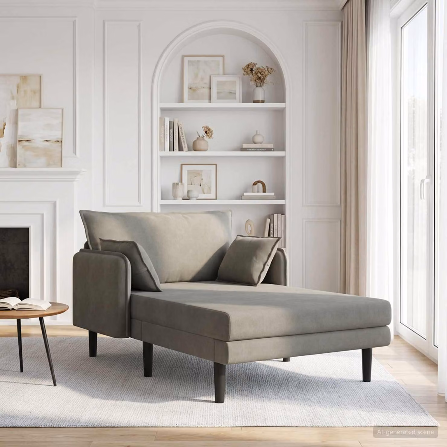 vidaXL Chaise longue oversize moderna in velluto a coste grigio chiaro con cuscini inclusi L/P/H: 173 x 114 x 86 cm