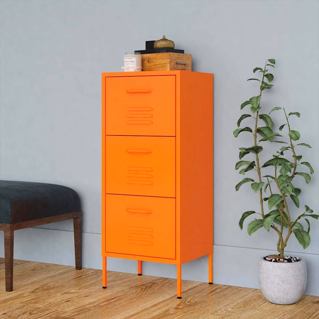 Armadietto in metallo vidaXL arancione con ripiani e cassetti, L/P/H: 42,5 x 35 x 101,5 cm – 1