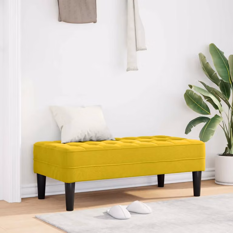 Panchina con cuscino vidaXL in velluto giallo per soggiorno L: 113 cm, P: 57 cm, H: 39 cm