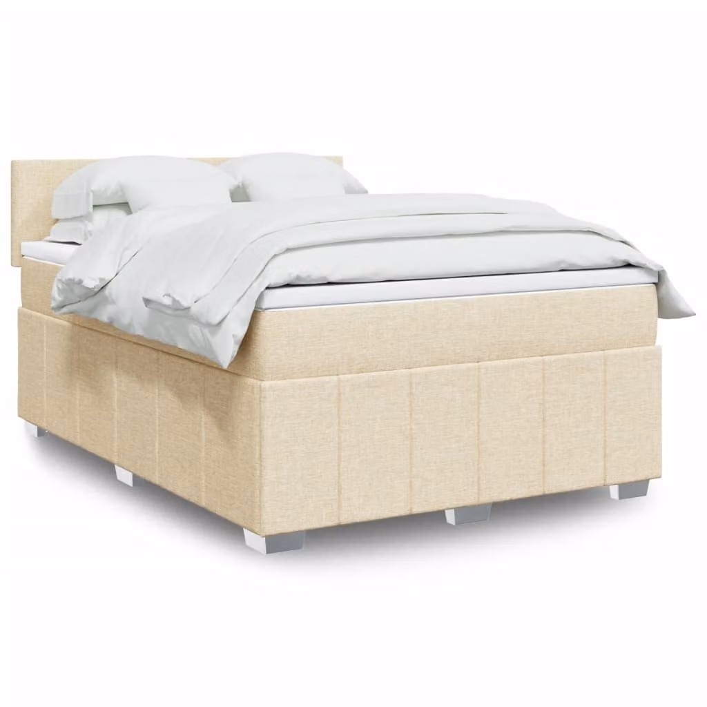 Maison Exclusive - Letto boxspring con materasso Crema 140x200 cm Tessuto