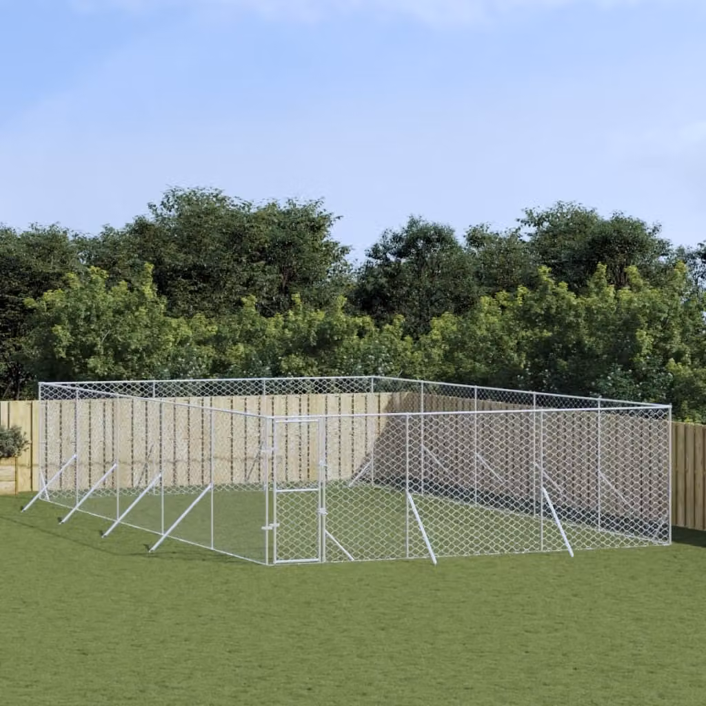 The Living Store Cuccia per cani da esterno Silver 6x10x2 m Acciaio zincato