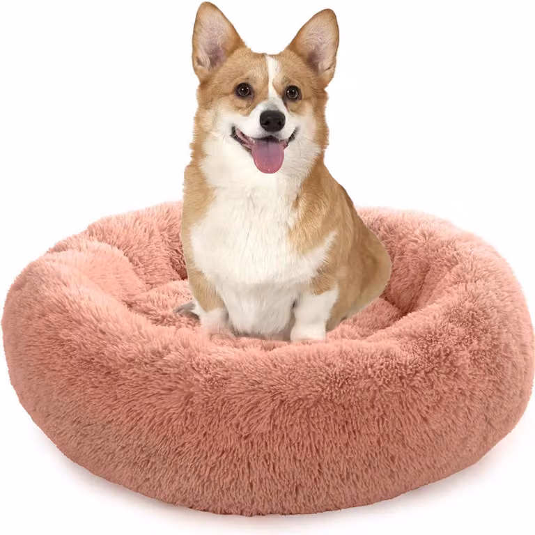 Cuccia per cani a forma di ciambella, in peluche, lavabile, rotonda, rosa, 70 cm