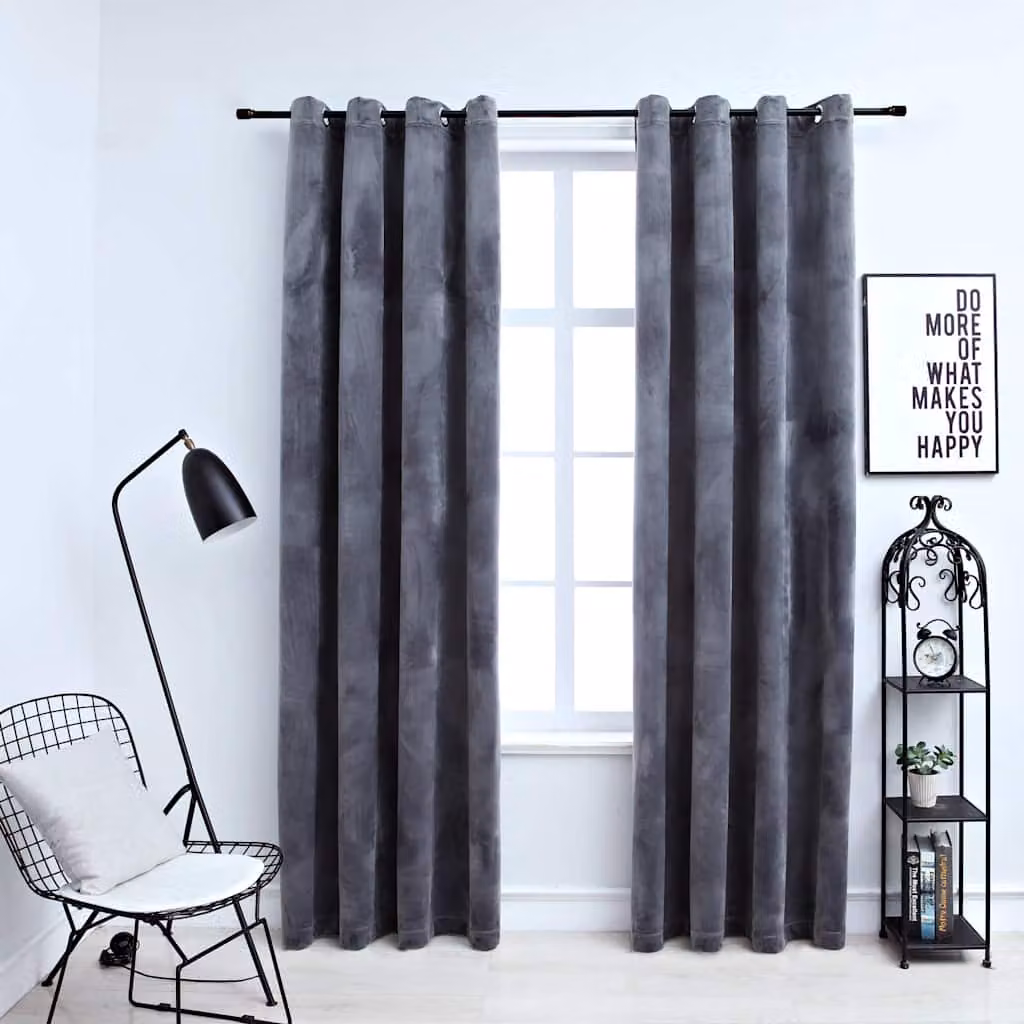 Set di 2 tende oscuranti vidaXL in velluto antracite con anelli L: 140 cm, H: 175 cm
