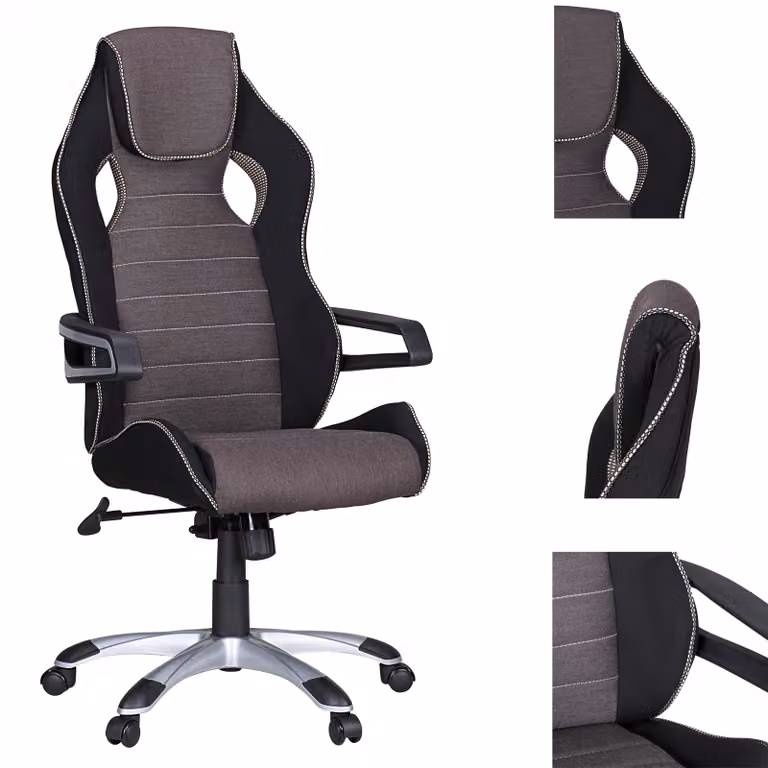 Sedia da ufficio Amstyle VALENTINO grigio sedia direzionale da gioco sedia girevole da corsa 120kg meccanismo sincrono sedia da scrivania da corsa; SPM1.257