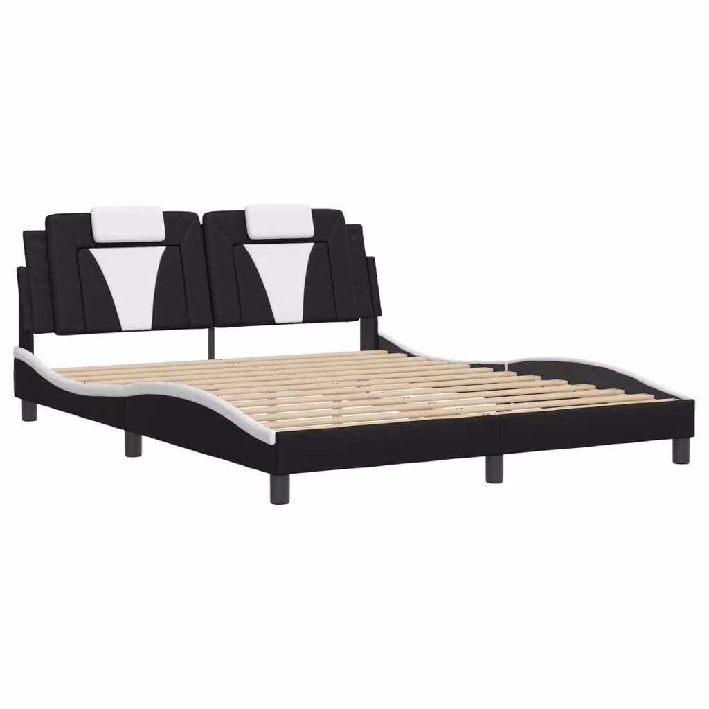 Giroletto Viana senza Materasso Nero e Bianco 160x200 cm in Pelle finta