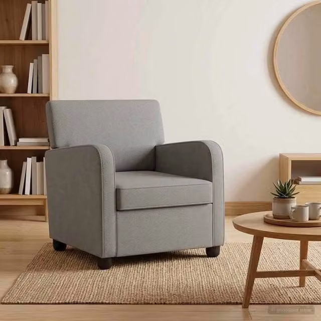 Poltrona moderna in velluto grigio vidaXL con braccioli per soggiorno e camera da letto – 1